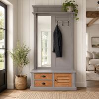 Garderobe mit Lamellentüren - Landhausgarderobe braungrau