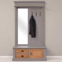 Garderobe mit Lamellentüren - Landhausgarderobe braungrau