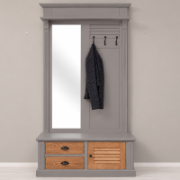 Garderobe mit Lamellentüren - Landhausgarderobe braungrau