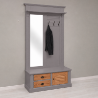 Garderobe mit Lamellentüren - Landhausgarderobe braungrau