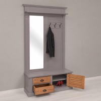 Garderobe mit Lamellentüren - Landhausgarderobe braungrau