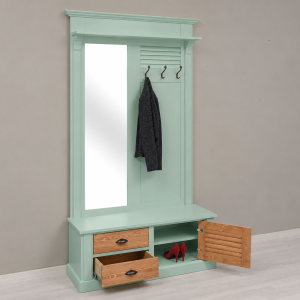 Pastellgrüne Garderobe - Shutterdesign im Flur