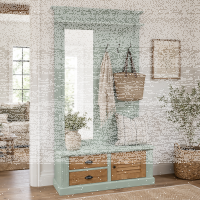 Pastellgrüne Garderobe - Shutterdesign im Flur