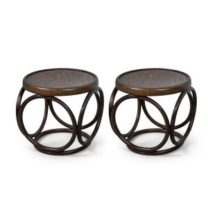 Hocker 2er-Set aus Buche Ø 36 cm, Holzton...