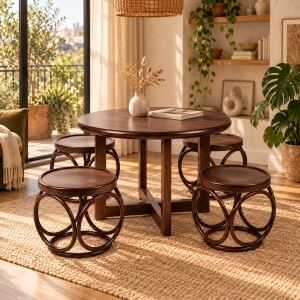 Hocker 2er-Set aus Buche Ø 36 cm, Holzton wählbar
