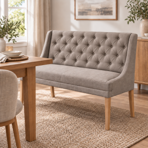 Esszimmer Polsterbank Landhausstil mit gefalteter Knopfsteppung