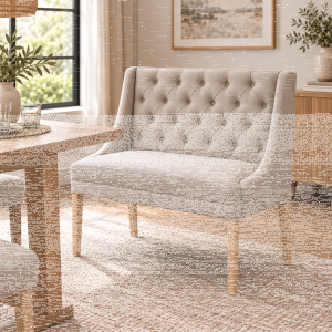 Esszimmer Polsterbank Landhausstil mit gefalteter Knopfsteppung