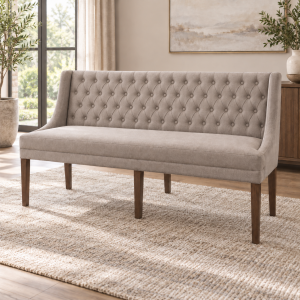 Esszimmer Polsterbank Landhausstil mit gefalteter Knopfsteppung