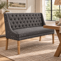 Esszimmer Polsterbank Landhausstil mit gefalteter Knopfsteppung