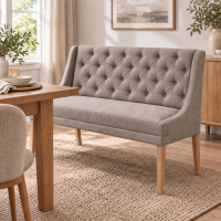 Esszimmer Polsterbank Landhausstil mit gefalteter Knopfsteppung