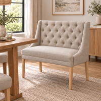 Esszimmer Polsterbank Landhausstil mit gefalteter Knopfsteppung