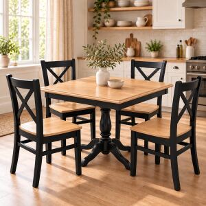 Essgruppe im Landhausstil – Tisch 100×100 cm...