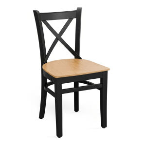 Essgruppe im Landhausstil – Tisch 100×100 cm mit 4 Stühlen in Buche Natur/Schwarz