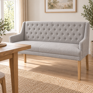 Esszimmer Polsterbank Landhausstil mit Armlehnen und Knöpfen