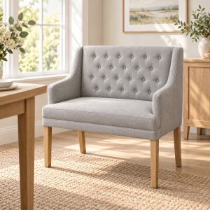 Esszimmer Polsterbank Landhausstil mit Armlehnen und Knöpfen