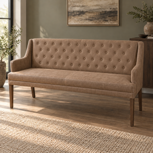 Esszimmer Polsterbank Landhausstil mit Armlehnen und Knöpfen