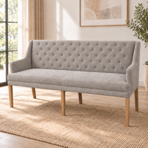 Esszimmer Polsterbank Landhausstil mit Armlehnen und Knöpfen