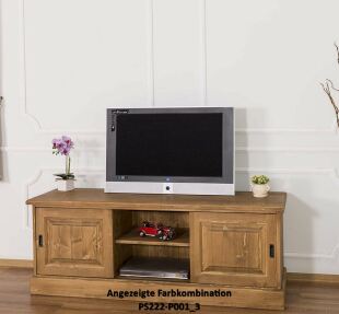 TV-Lowboard mit Schiebetüren im Landhausstil - Eichenplatte shabby chic / antik look