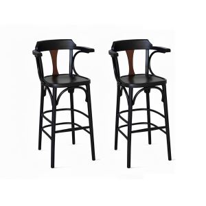 Bugholz Barhocker mit Holzsitz und Lehne, 2er-Set |...