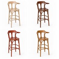 Bugholz Barhocker mit Holzsitz und Lehne, 2er-Set | versch. Holztöne wählbar