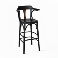Bugholz Barhocker mit Holzsitz und Lehne, 2er-Set | versch. Holztöne wählbar