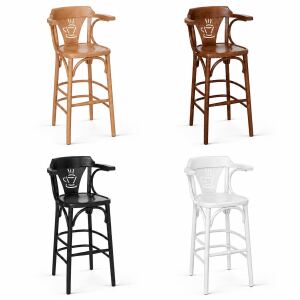 Bugholz Barhocker mit Caféhaus-Symbol, 2er-Set | versch. Holztöne wählbar