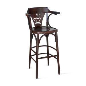 Bugholz Barhocker mit Caféhaus-Symbol, 2er-Set | versch. Holztöne wählbar