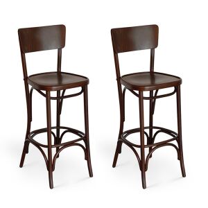 Barstuhl Bugholz mit Holzsitz aus Buche, 2er-Set | 75 cm...