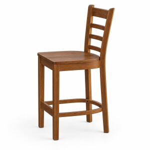 Moderner Barstuhl aus massiver Buche mit Holzsitz, 2er-Set | Sitzhöhe 65 cm | versch. Holztöne wählbar