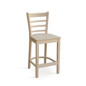 Moderner Barstuhl aus massiver Buche mit Holzsitz, 2er-Set | Sitzhöhe 65 cm | versch. Holztöne wählbar