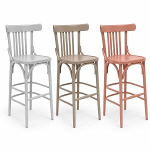 Farbiger Bugholz-Barstuhl im Thonet-Stil aus Buche |...