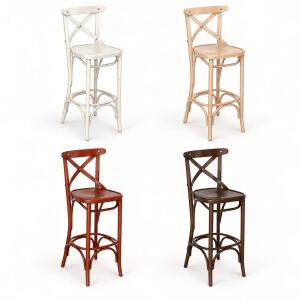 Eleganter Barstuhl mit Kreuzlehne aus Buche, 2er-Set | Kaffeehausstilt | versch. Holztöne wählbar