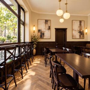 Eleganter Barstuhl mit Kreuzlehne aus Buche, 2er-Set | Kaffeehausstilt | versch. Holztöne wählbar