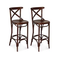 Eleganter Barstuhl mit Kreuzlehne aus Buche, 2er-Set | Kaffeehausstilt | versch. Holztöne wählbar