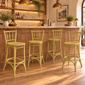 Farbiger Barstuhl im Bistrostil aus Buche | RAL-Farbe...