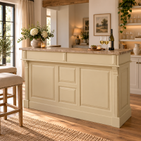 Bartresen in Antik-grünbeige- Theke im Shabby-Chick-Look