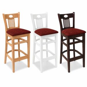 Eleganter Barstuhl im 2er-Set – klassisch mit Polstersitz, Holzton wählbar