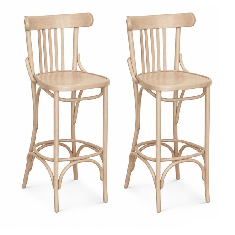 Stilvoller Barstuhl – Wiener Kaffeehausstil, 2er-Set, Holzton wählbar