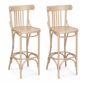 Stilvoller Barstuhl – Wiener Kaffeehausstil, 2er-Set, Holzton wählbar
