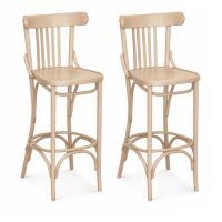 Stilvoller Barstuhl – Wiener Kaffeehausstil, 2er-Set, Holzton wählbar