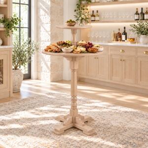 Eleganter Bartisch aus Buche  mit zusätzlicher Ablage - versch.Holztöne erhältlich