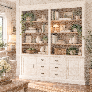 Regalwand im Landhausstil - Wohnzimmerschrank hellbraun...