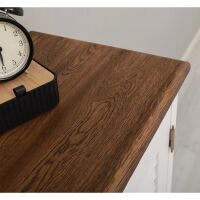 Kommode im Landhausstil mit Lamellentüren - Eichenplatte braun weiß