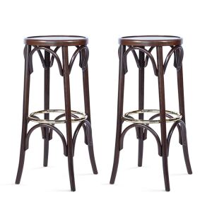Klassischer Bistro-Barhocker 2er-Set aus Buche mit...