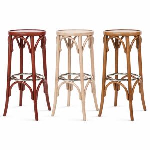 Klassischer Bistro-Barhocker 2er-Set aus Buche mit Metallring | versch. Holztöne wählbar