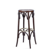 Klassischer Bistro-Barhocker 2er-Set aus Buche mit Metallring | versch. Holztöne wählbar