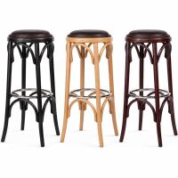 Gepolstertes Bistro-Barhocker-Set aus Buche mit Metallring, 2 Stück | versch. Holztöne wählbar