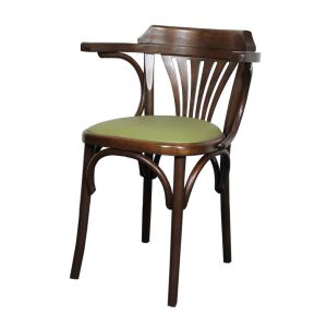 Bugholzstuhl Wien mit Armlehne A56/22 Echtleder linde, Nussbaum hell
