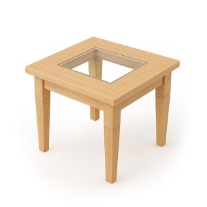 Beistelltisch Buche mit Glaseinsatz, 61x61 cm, versch....