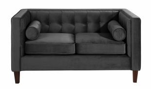 Vintage 2-Sitzer Sofa Jeronimo Samtvelours schwarz